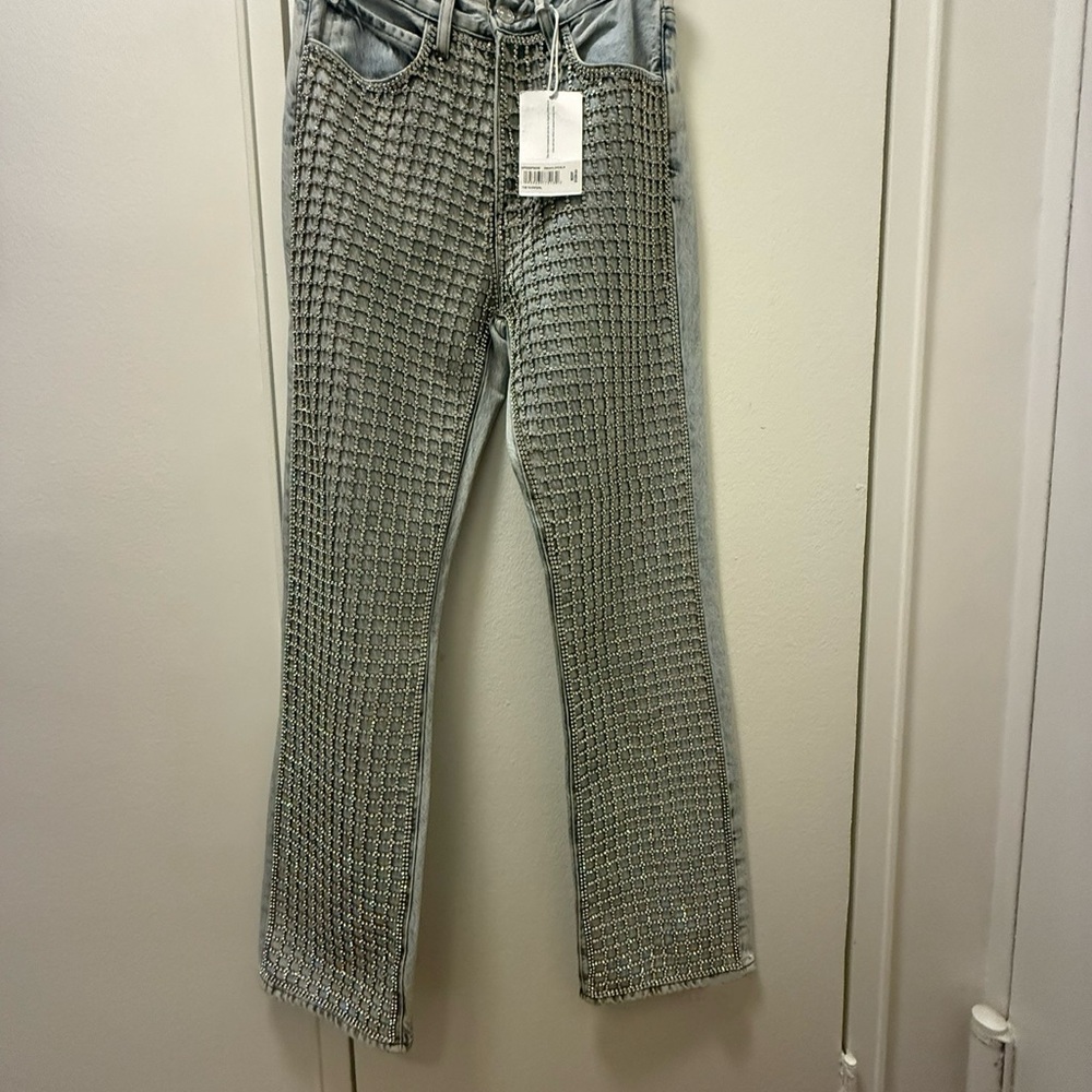 FRAME The Showgirl Rhinestone Jeans NWT - Picture 2 of 4
